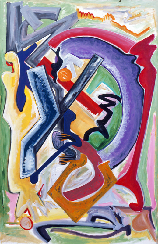 Oil Painting Number 2 showing colorful abstract musical symbols